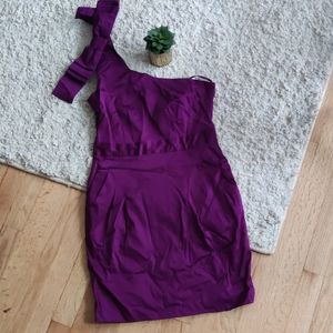 NWT French Connection One Shoulder Plum Dress with Pockets